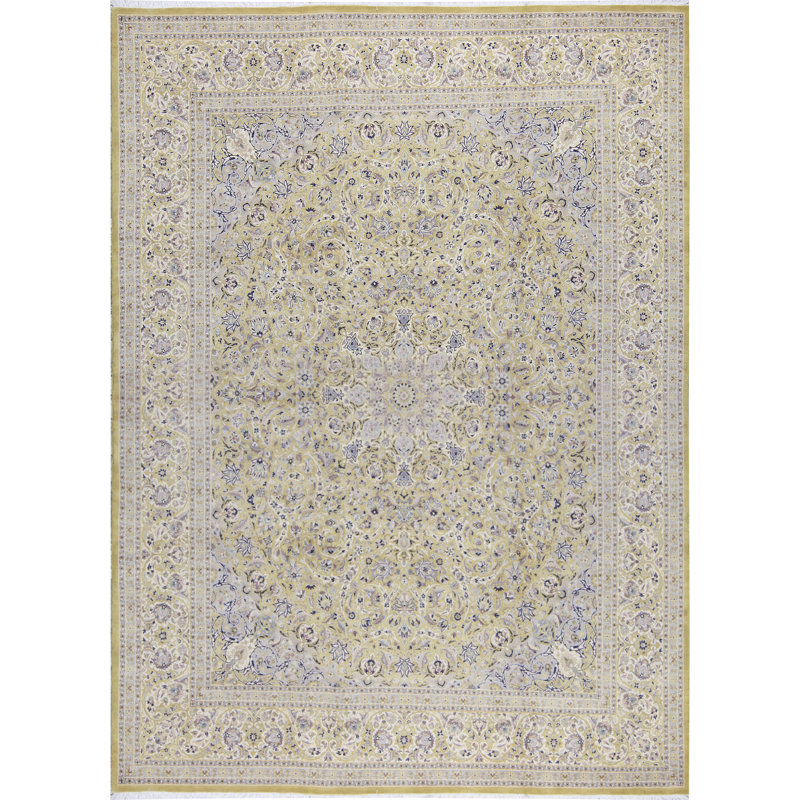 Tapis beige noué à la main de haute qualité