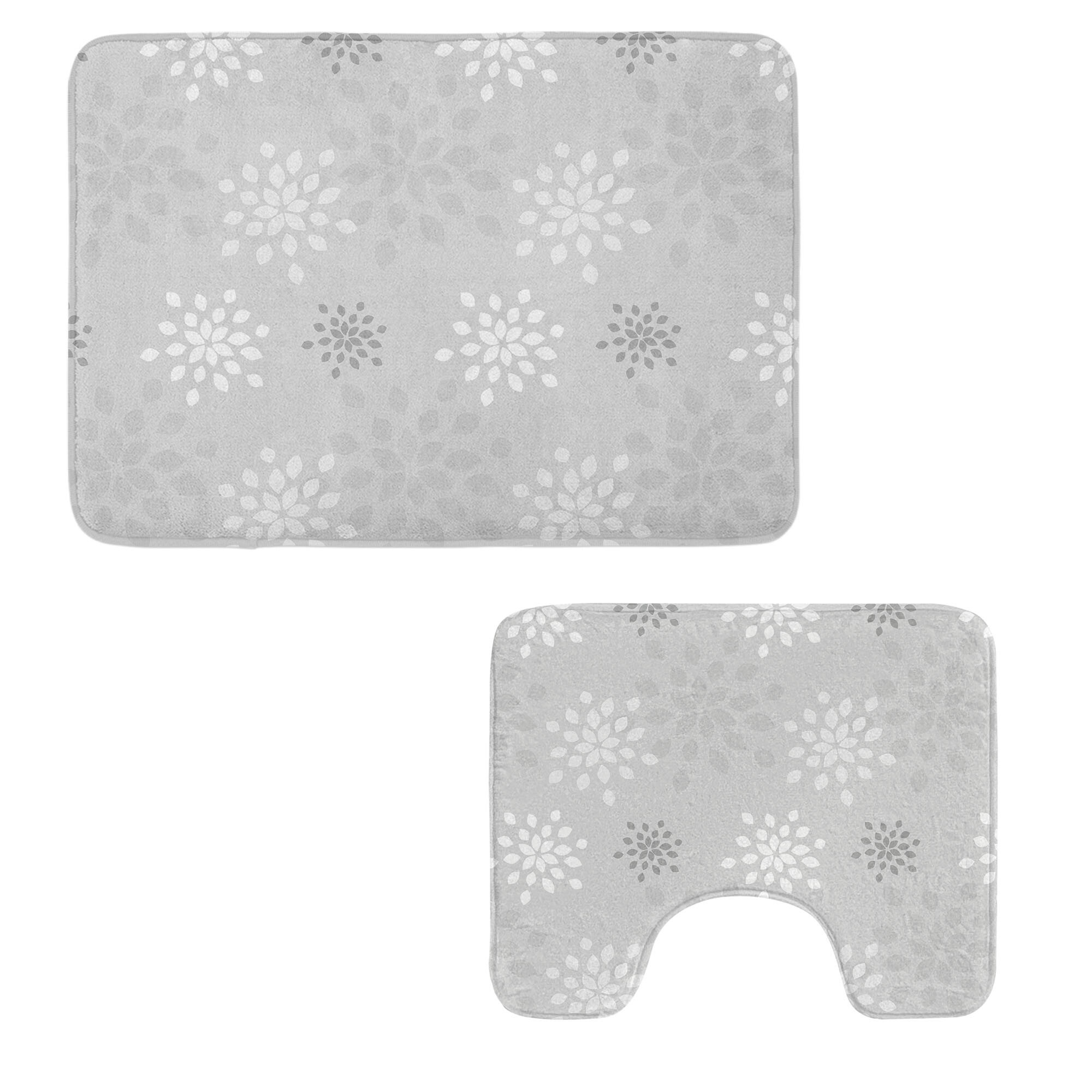 Winston Porter Grey and White Bathroom Rug Set 2 Pieces Rectangle ...