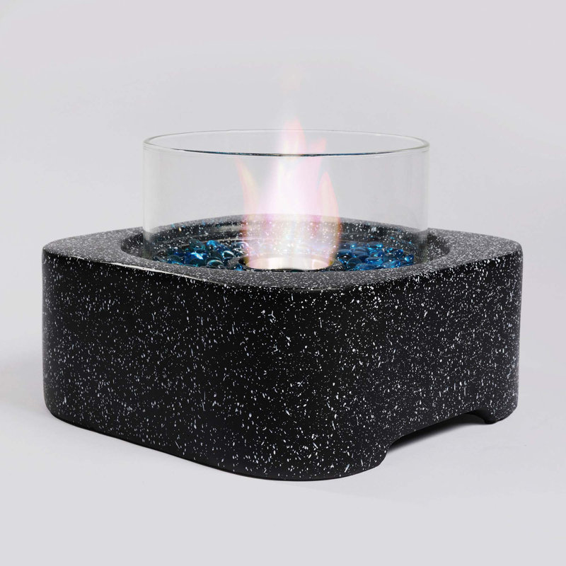 Tabletop Fire Pit With Glass Wind Guard