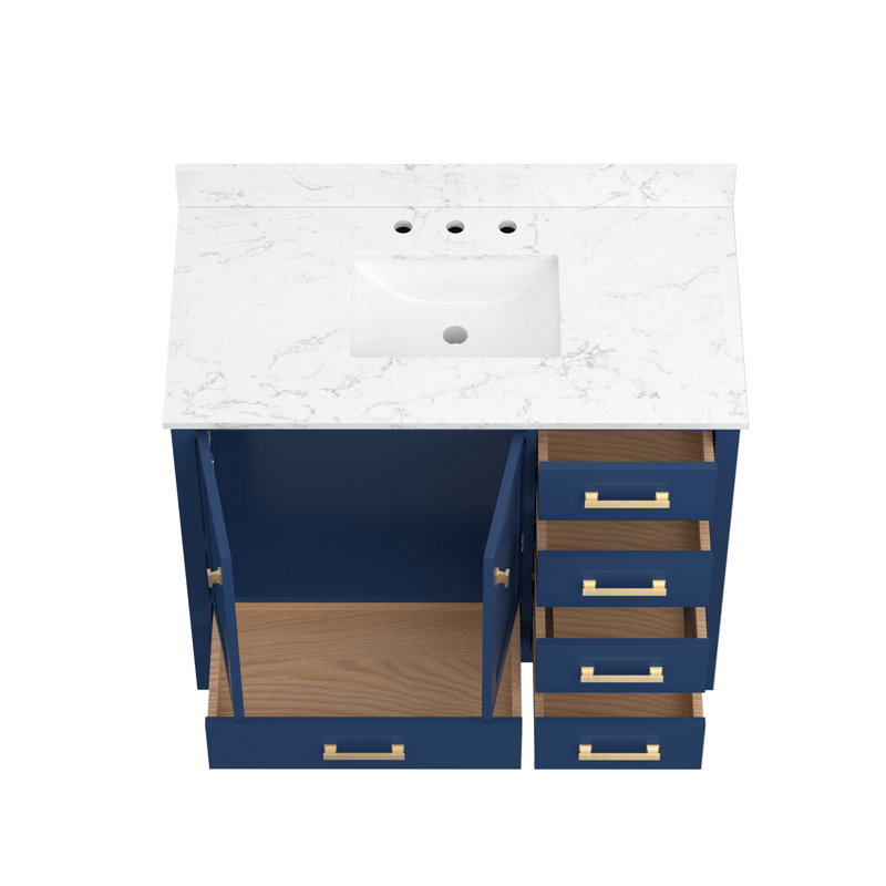 Meuble-lavabo double en bois massif et manufacturé Yakia, Blue, 42