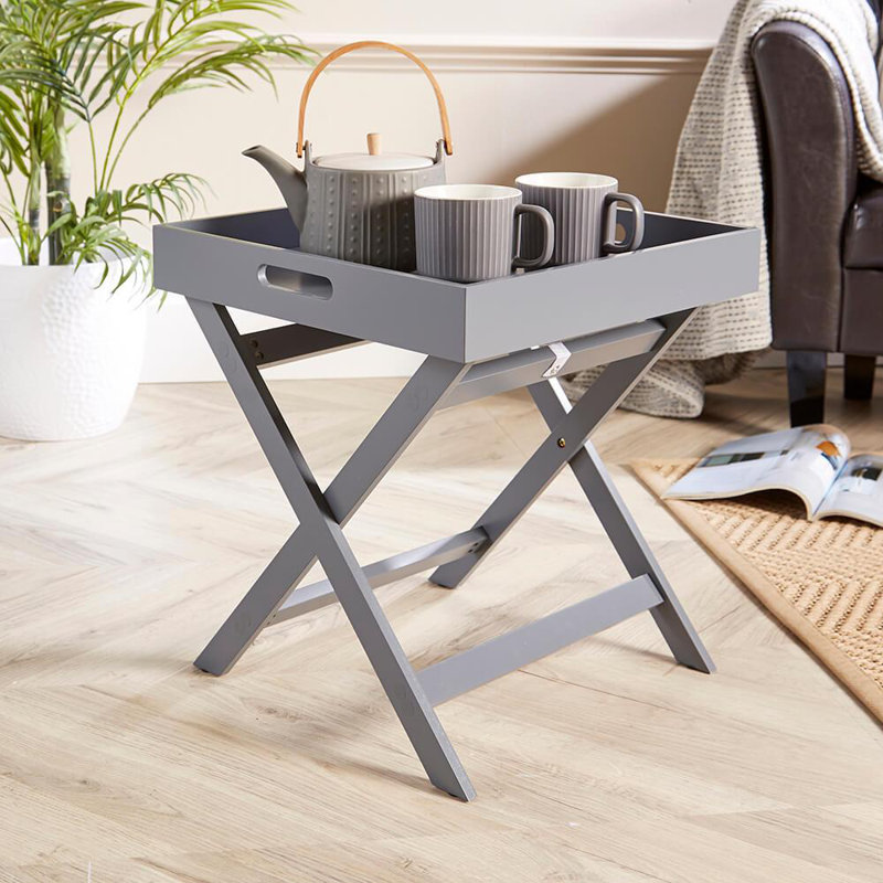 Ayushi Tray Top End Table, Grey