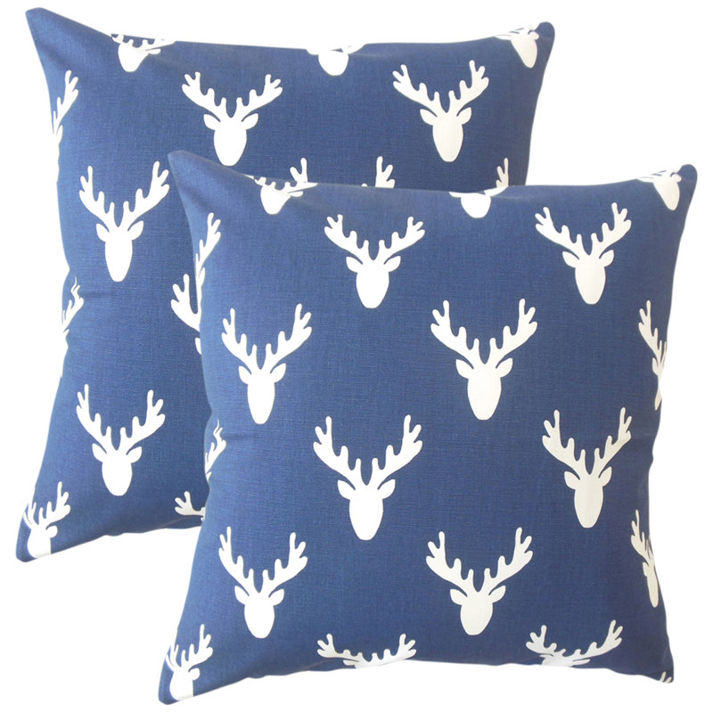 Coussin en coton Graphic, Indigo