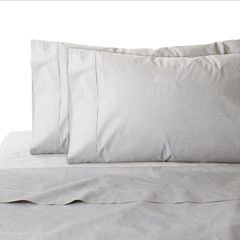 Ensemble de draps 100% coton 200 fils 200 fils, Argent, Très grand