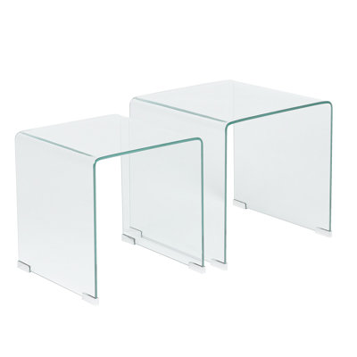Bayville Glass Top Sled Nesting Tables