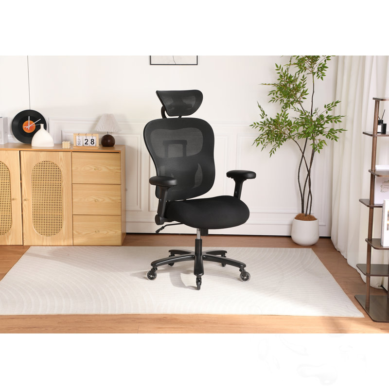 Chaise de bureau en filet avec hauteur de dossier réglable et angle d'appui-tête et support lombaire adaptatif