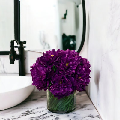 Polysilk Peony Arrangement in Vase
