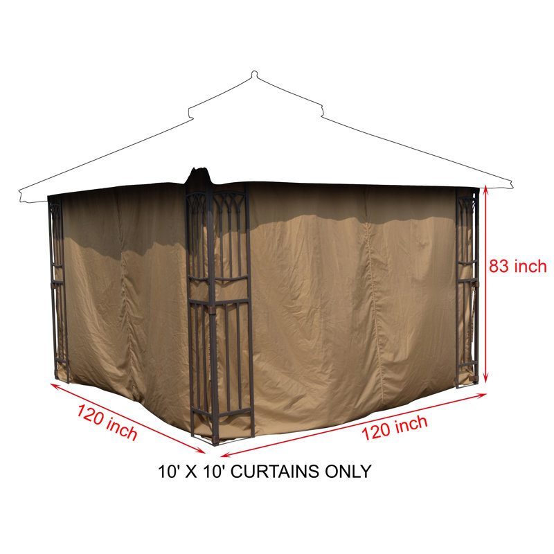 Beige Polyester Privacy Curtain Set for 10' x 10' Gazebo