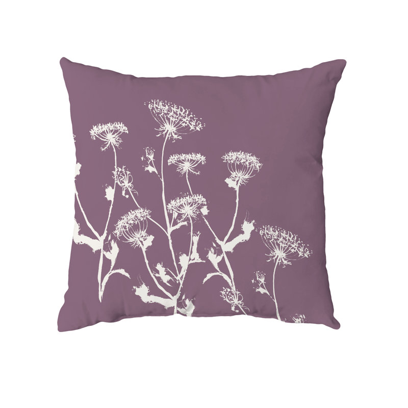 Floral Outdoor Reversible Throw Pillow, 18" x 18", Purple