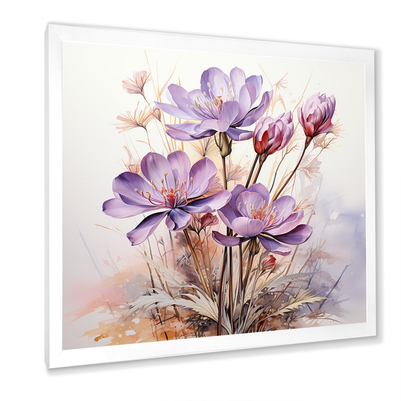 Art mauve zen mauve, Cadre simple blanc, H 30 po x l 30 po x P 1,5 po