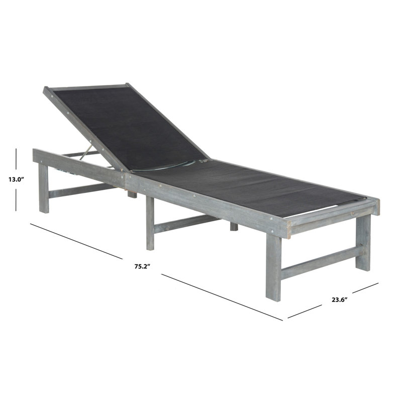 Sparkman Outdoor Acacia Wood Chaise Lounge, Ash Gray