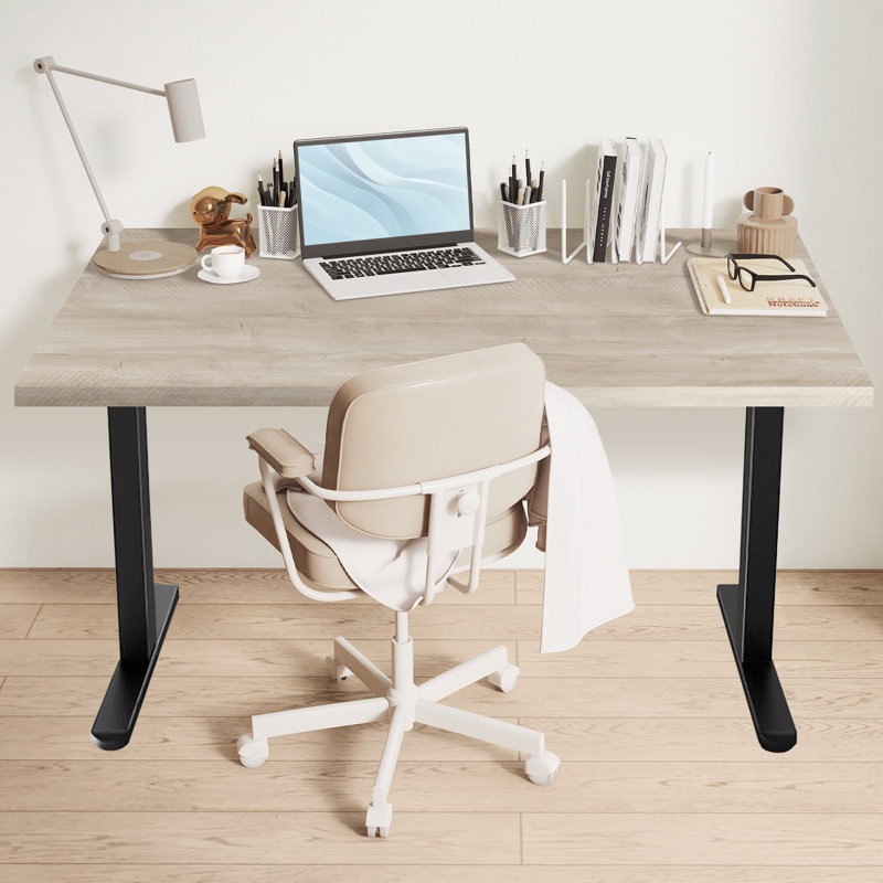 Structure pour bureau debout avec moteur puissant sans balais, structure à double traverse, pieds de bureau épais et réglables