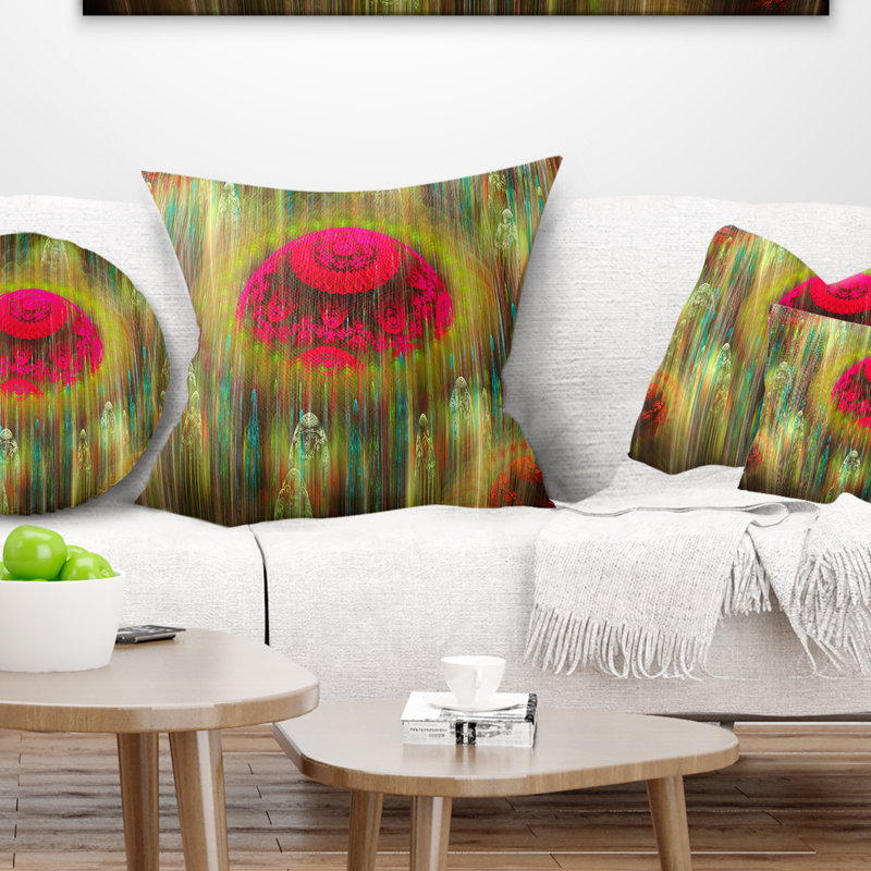 World of Infinite Universe - Coussin imprimé abstrait, 18 po x 18 po, Coussin décoratif, Jaune