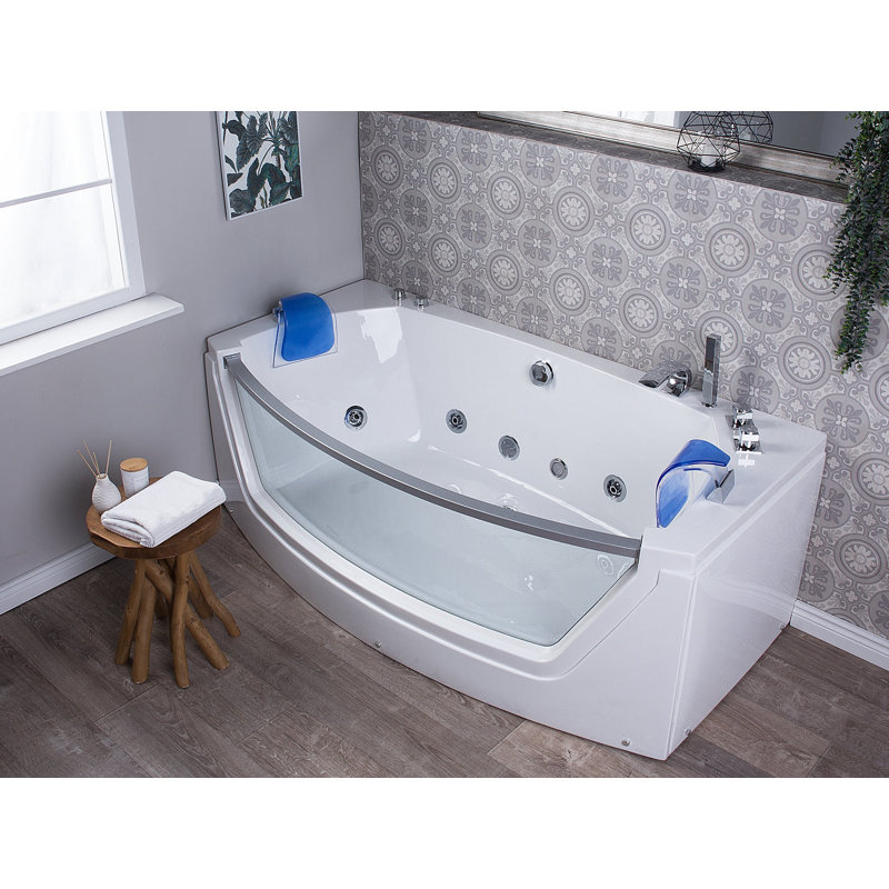 Brantice 1750mm x 850mm Corner Whirlpool Acrylic Bathtub with Tap