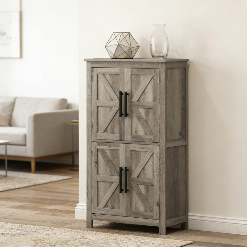 Armoire de rangement Rustic Home, Gris clair