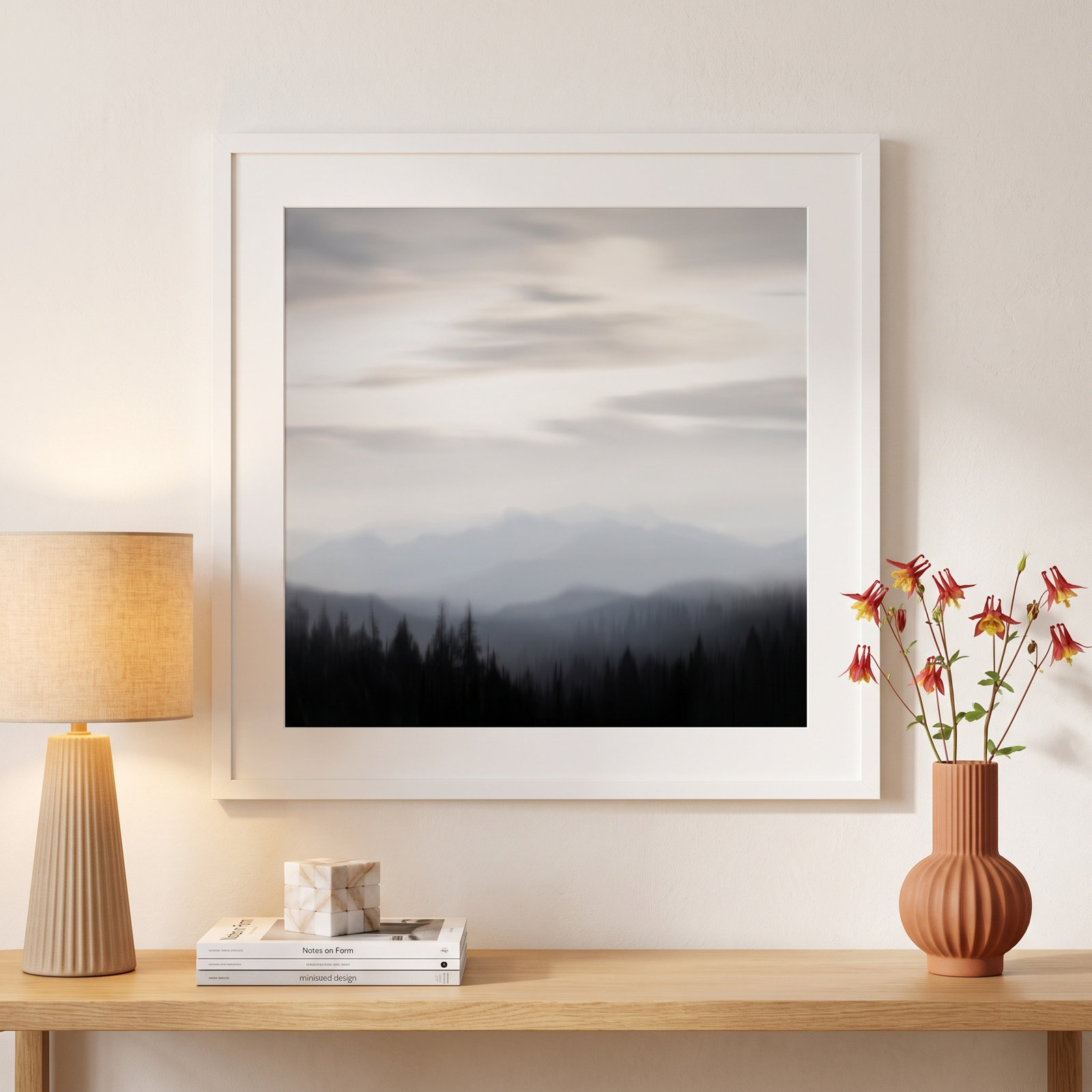 Mountain Vista II Photo Print, 25.12" H x 25.12" W x 0.88" D, White Framed Paper