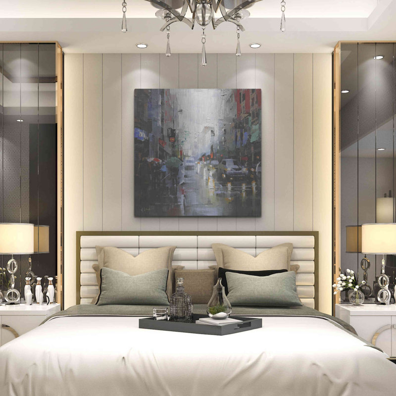 «St. «Catherine Street Rain» par Mark Lague, art mural en métal, 36 po x 36 po