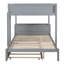 Lit superposé gris avec lit gigogne, bureau, rangement et lit gigogne simple, gris, bureau - Mobilier pratique
