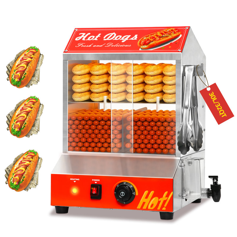 Cuiseur à vapeur 32 qt 1000w 110v Hot Dog, cuiseur à vapeur électrique à 2 niveaux