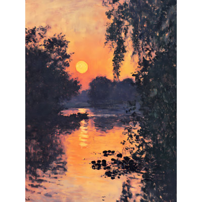 Sunset over the Lake 1 Piece Wrapped Canvas Wall Art