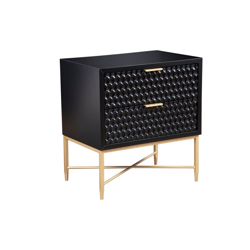 24'' W Nightstand, Black/Gold