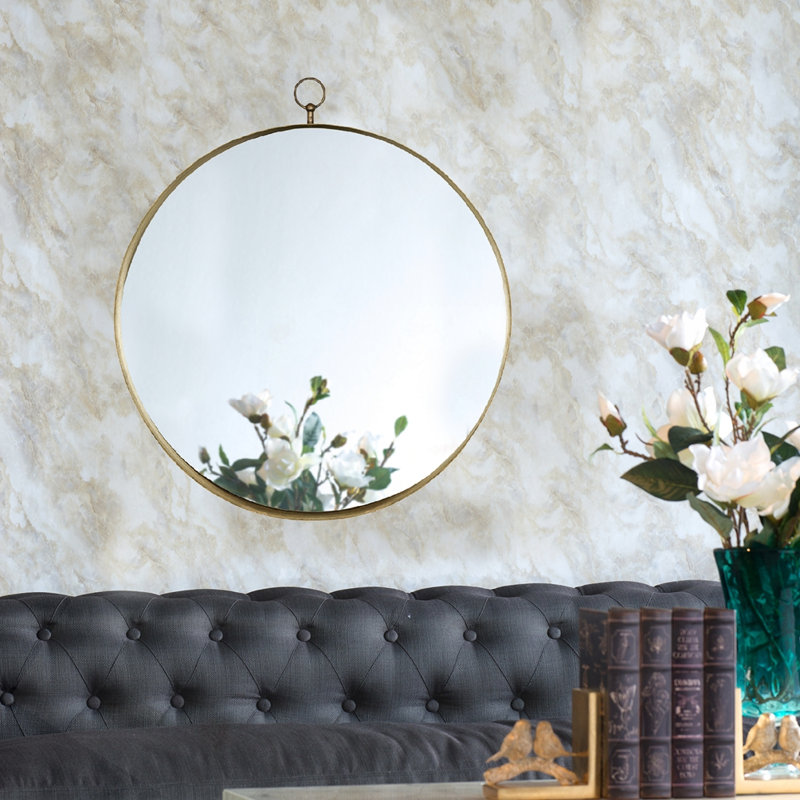 Miroir circulaire avec cadre en fer, 28 po x 24 po