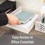 Plateau en papier format lettre Mind Reader, organiseur de documents de bureau avec patins antidérapants, plateau d'accessoires de bureau, métal, blanc-126465021