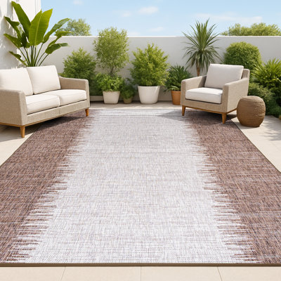 Tapis intérieur / extérieur brun / beige Jerail Modern Strie