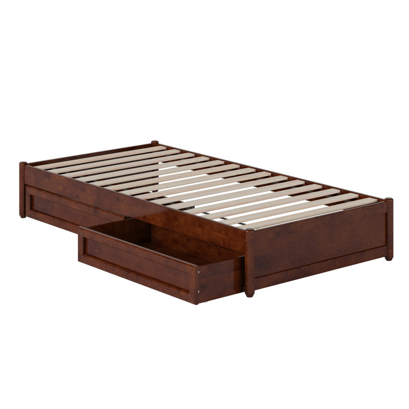 Lamariah Solid Wood Platform Storage Bed, Twin XL, Walnut