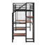Lit mezzanine en métal avec bureau et grille en métal, avec garde-robe