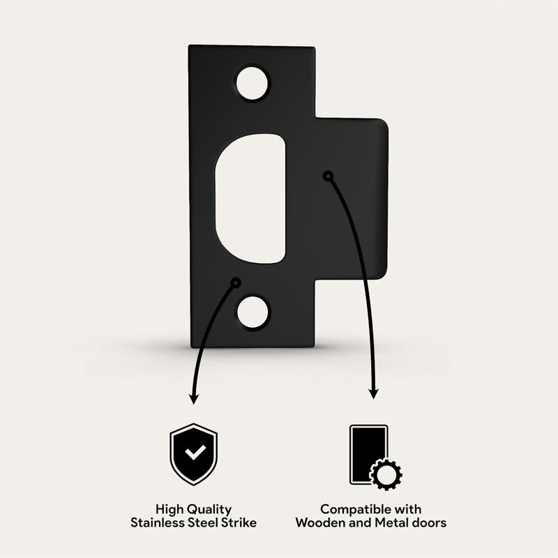 Mega Handles Standard T-Strike Plate | Durable Stainless Steel Strike Plate for Interior & Exterior Doors | Enhanced Security & Easy Installation