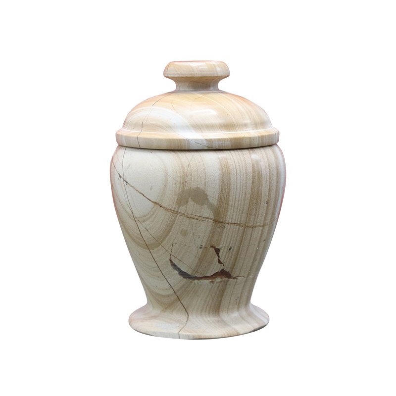 Marble Keepsake Cremation Urn For Ashes, Teak