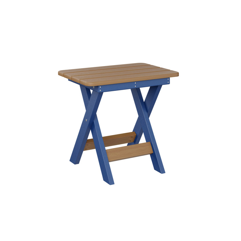 Berlin Gardens Folding End Table, Pacific Blue, Natural Teak