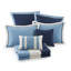 Ensemble de courtepointe 7 pièces double / grand 7 pièces avec taies décoratives européennes et coussins décoratifs, bleu marine