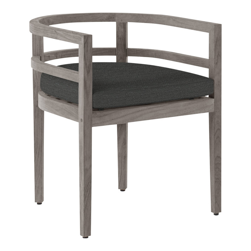 Chaise avec accoudoirs d'extérieur en teck Santa Barbara, Teck naturel, Pas de soudure, Perigold ‑ anthracite Ishi