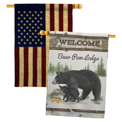 Drapeau maison 40 po x 28 po Bear Paw Lodge