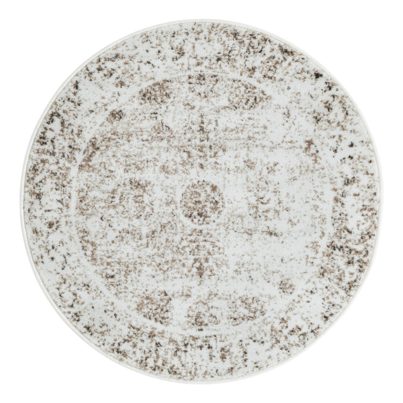 Tapis Brandt, Non, Beige /Brun clair, Rond 3 pi 3 po