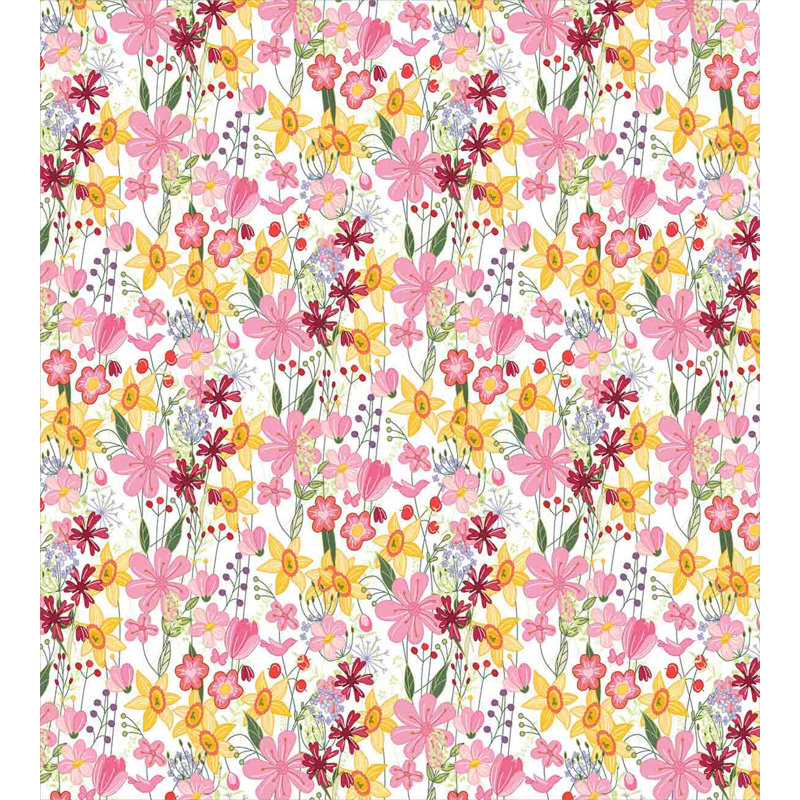 Cottage Americana Polyester Floral Duvet Cover, King Duvet Cover + 2 King Shams