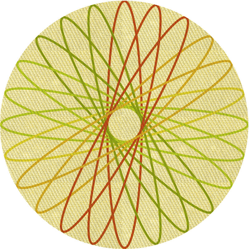 Tapis jaune géométrique, Rond 8 pi
