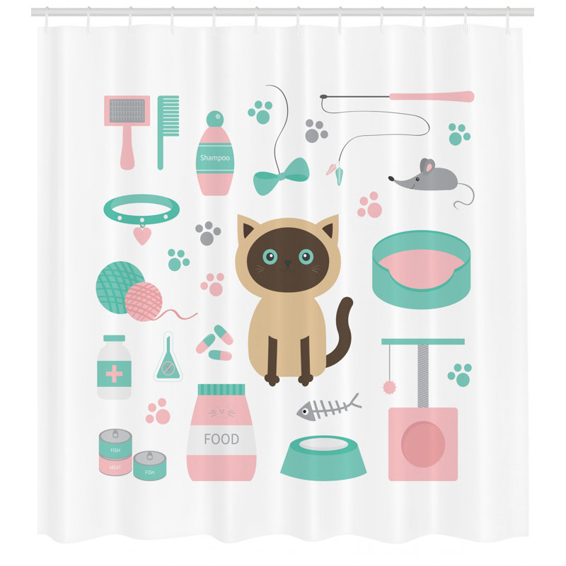 Shower Curtain with Hooks Included, 69" H x 105" W