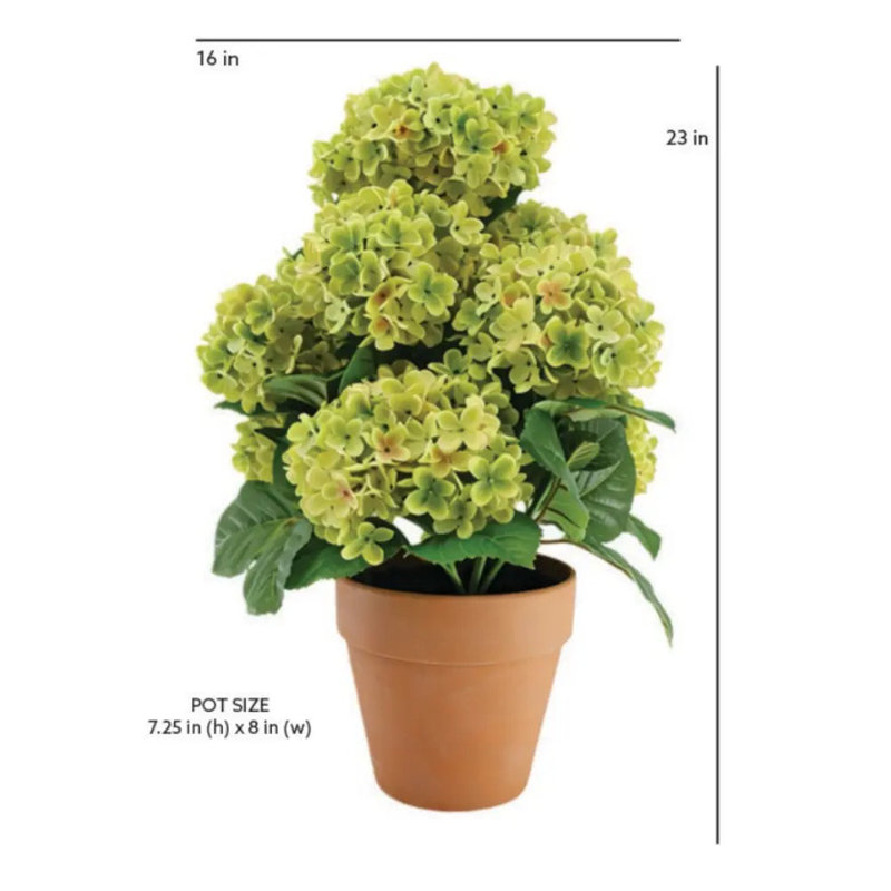 23" Artificial Light Green Potted Hydrangea Plant