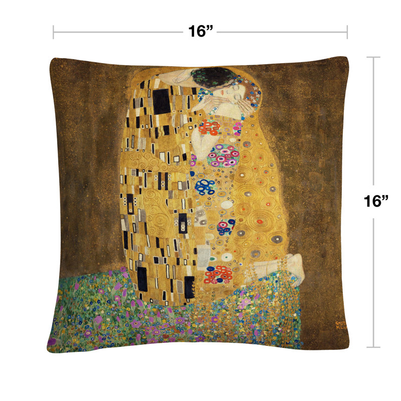 Coussin décoratif 16 x 16 Gustav Klimt «The Kiss 1907-8»