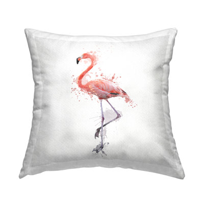 Flamingo With Pink Splash Printed Throw Pillow Design By Elephant Stock
