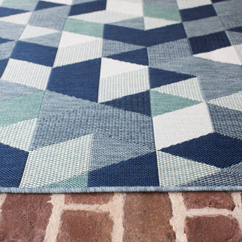 Tapis intérieur / extérieur bleu Mccreary, Tapis de couloir 2 pi x 6 pi