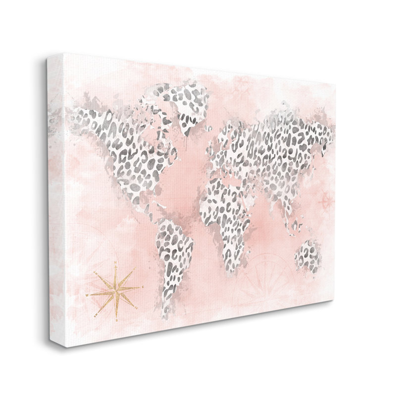 Glam Cheetah Animal Continent Shapes Map par Natalie Carpentieri - impression, Toile tendue, H 16 po x l 20 po x P 1,5 po