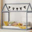 Lit simple en bois, gris, lit