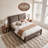 Upholstered Platform Bed with Tufted Headboard, Modern Minimalist Bed Frame for Bedroom, Soft Fabric Upholstery Bed-1828351223-1828351220