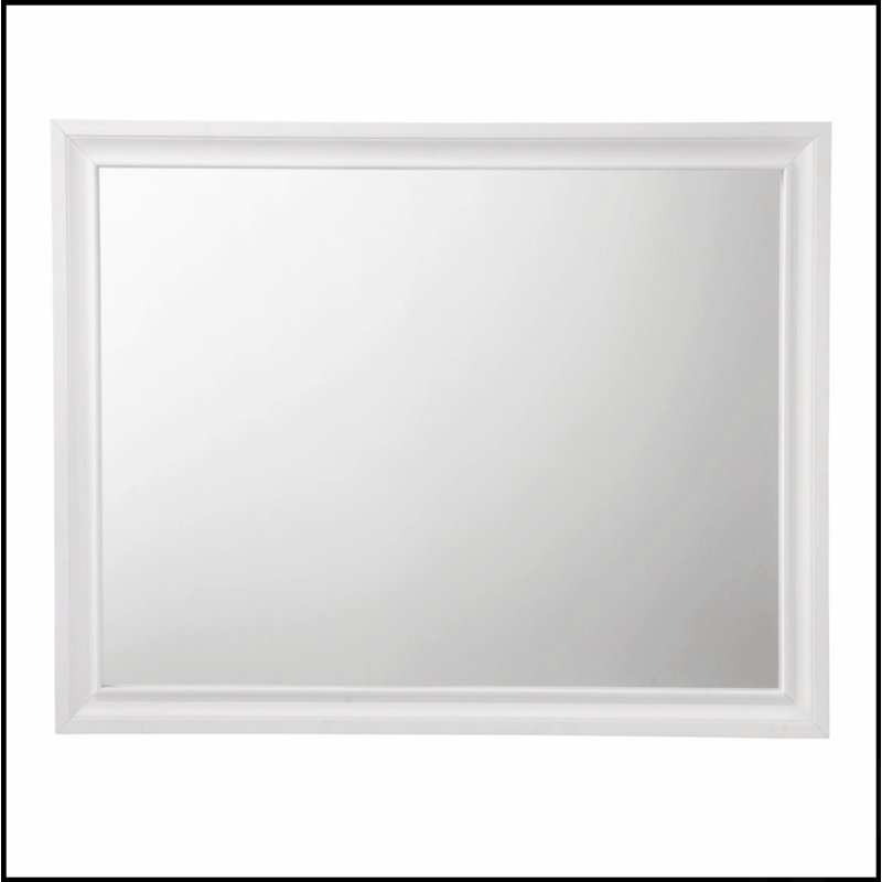 Naima Black Finish Mirror With Smooth Non-Beveled Edge And Clear Reflective Surface For Enhanced Light And Openness, Blanc