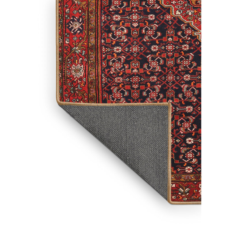 Tapis bleu marine/rouge bleu marine traditionnel Bowmin, Rectangle 5 pi x 7 pi