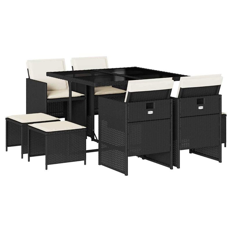 Patio Dining Set with, Cream White, Black
