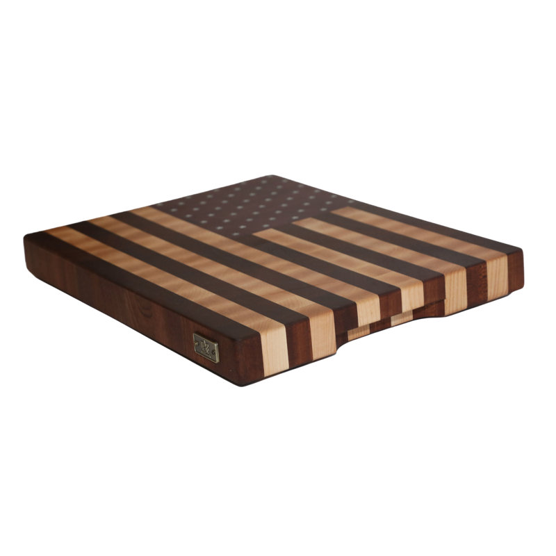 Maple/Mahogany/Purple Heart Wood American Flag Design Cutting Board, 16" W x 23" L